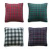 Polycotton Christmas Plaid White Raw Edge Polycotton Pillow Cushion Cover