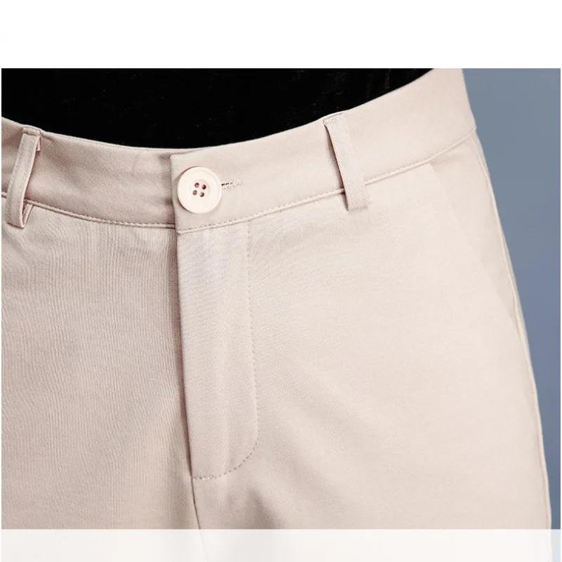 Весенне-осенний женский однотонный облегающий костюм с высокой талией, брюки-гарем большого размера на пуговицах, модные повседневные офисные брюки, подходящие ко всему