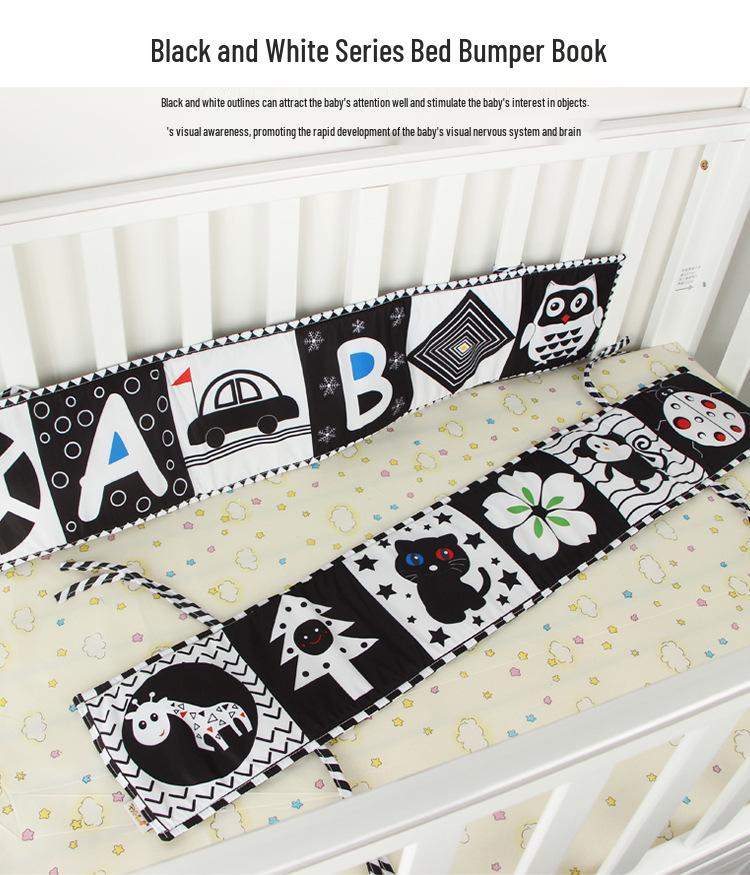 Black & White Ladybug Crib Bumper and Cloth Book for Infant Early Education