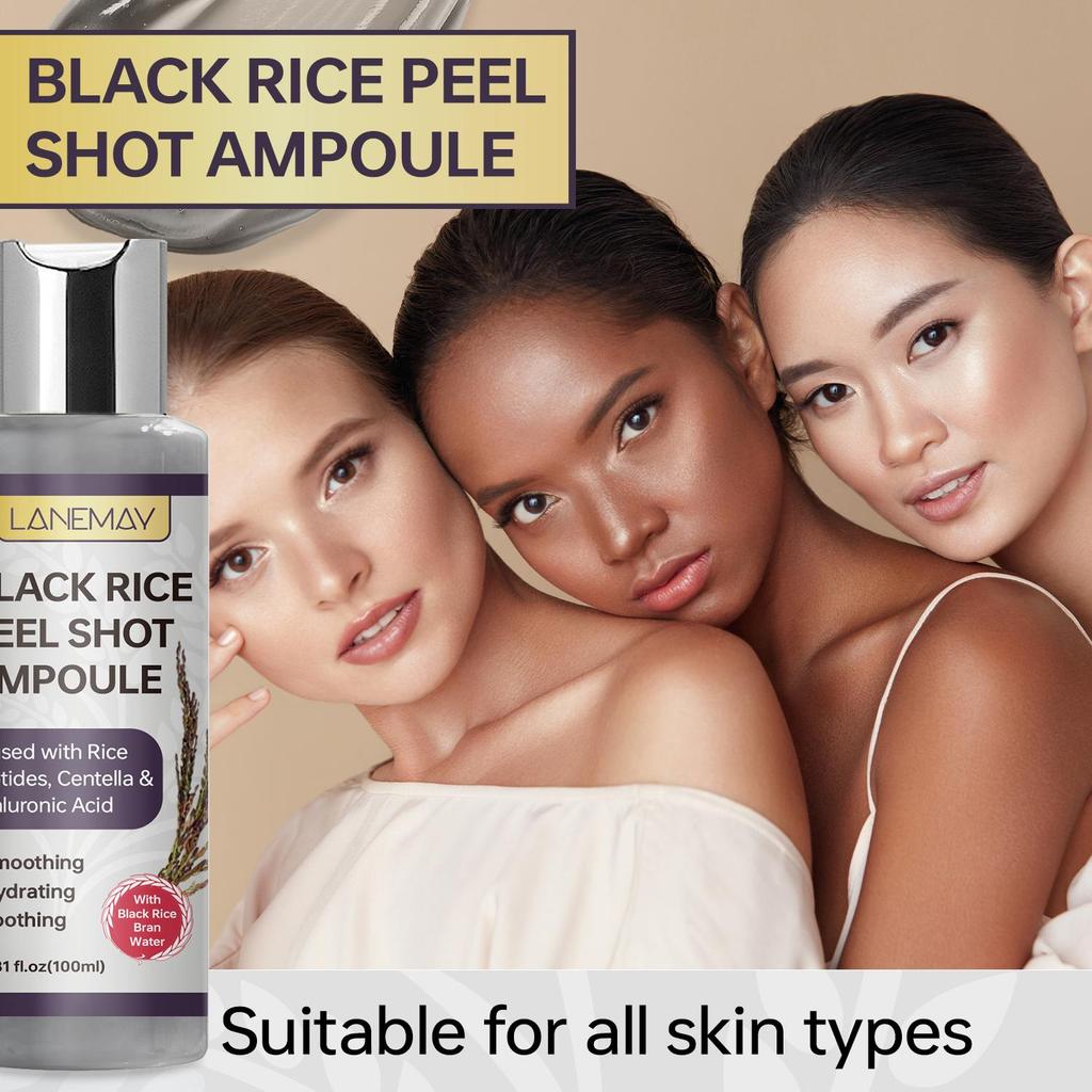 Ампула-Шот с черным рисом-Глубоко увлажняет и успокаивает сухую или раздраженную кожу-Укрепляет кожный барьер для более гладкой кожи-100 мл