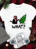 Christmas Funny What Black Cat Graphic T-shirt Women Men Cartoon Cat Xmas Tree Print Short Sleeve Tee Xmas Holiday Clothing Gift