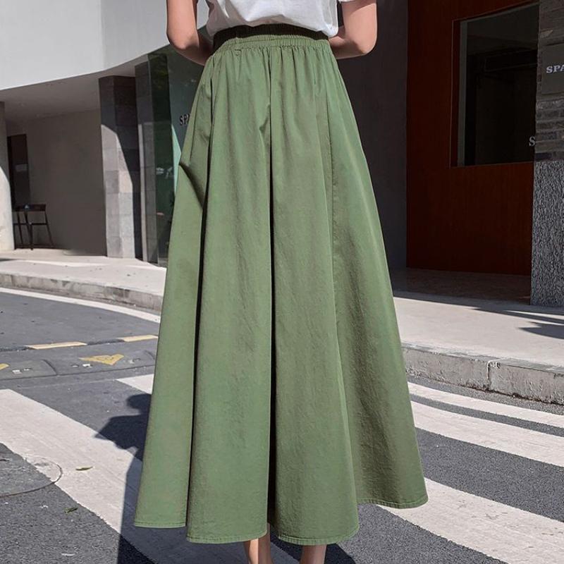 Летняя юбка миди А-силуэта в японском стиле большого размера с высокой талией, облегающая, длиной до колена, юбка-зонт - Премиальная юбка с полным расклешением