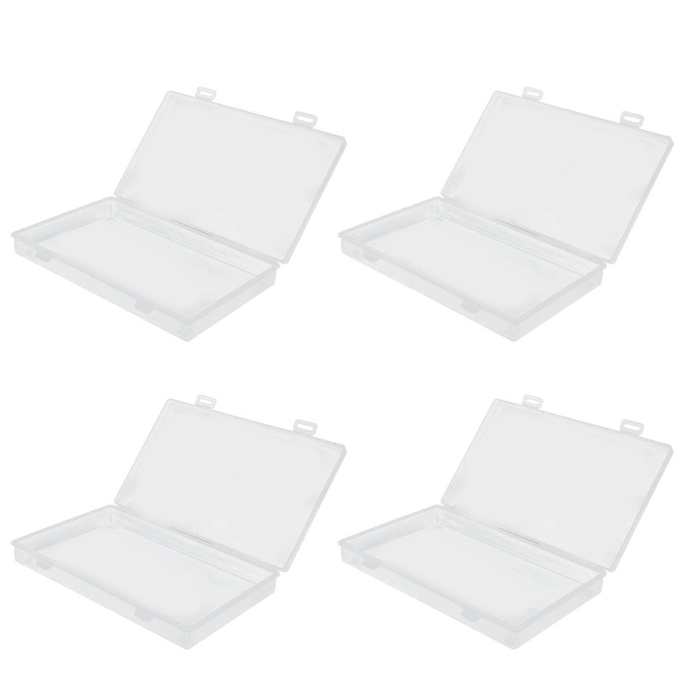 4pcs Flap Lid Transparent Plastic Box Transparent Multipurpose Storage Box  Office Supplies