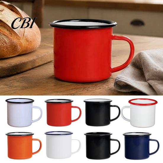 Heat Resistant Tea Mug Enamel Coffee with Handle, Retro Style Durable Water Cup, Smooth Lead Free Drinking Vessel Surface Portable for Hot And