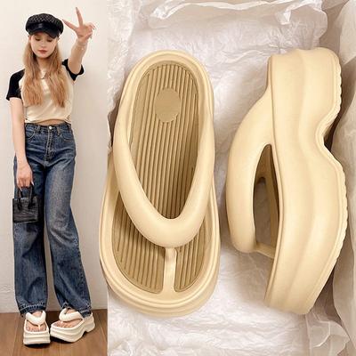 Женские шлепанцы на толстой подошве для летней моды, трендовые шлепанцы Poop Feeling Seaside Beach, сандалии