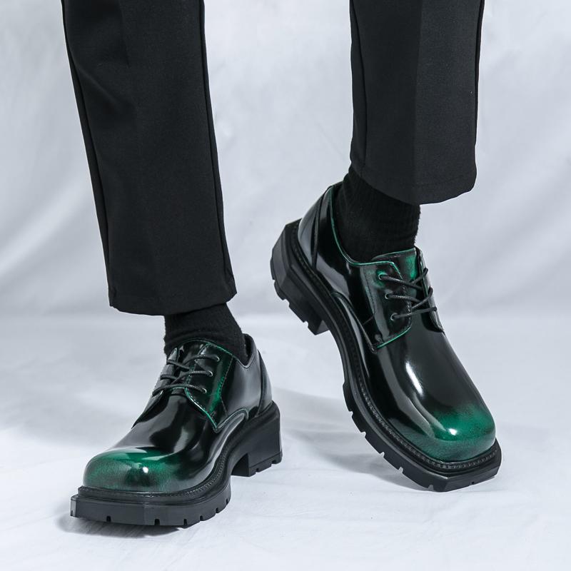 Модная мужская кожаная формальная обувь Модная обувь на платформе с квадратным носком в стиле кэжуал ручной работы Новое качество Толстая подошва Оксфорды Деловая свадебная обувь