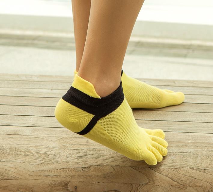 Невидимые спортивные носки с носком из хлопковой сетки, дышащие, однотонные, простые, впитывающие пот, для фитнеса, велосипеда, бега, походов, путешествий, 5-пальцевые носки до щиколотки