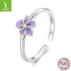 Yinziyun Purple Flower Open Ring for Women – Elegant 925 Sterling Silver Jewelry