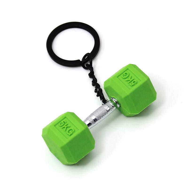 Mini Pvc Dumbbell Keychain Creative Fitness Equipment Car Key Ring Sports Key Holder Pendant Accessories Bag Charm