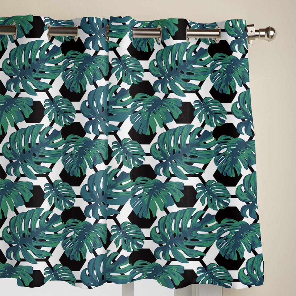 Современные оконные шторы для гостиной, тропические летние листья, зеленые шторы для детской спальни, кухонный декор, жалюзи, шторы