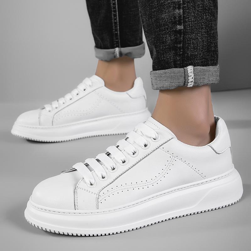 Мода Высокое качество толстая подошва мужские черно-белые кеды Повседневная спортивная обувь Молодежные трендовые кроссовки взрослые кожаные туфли Новые