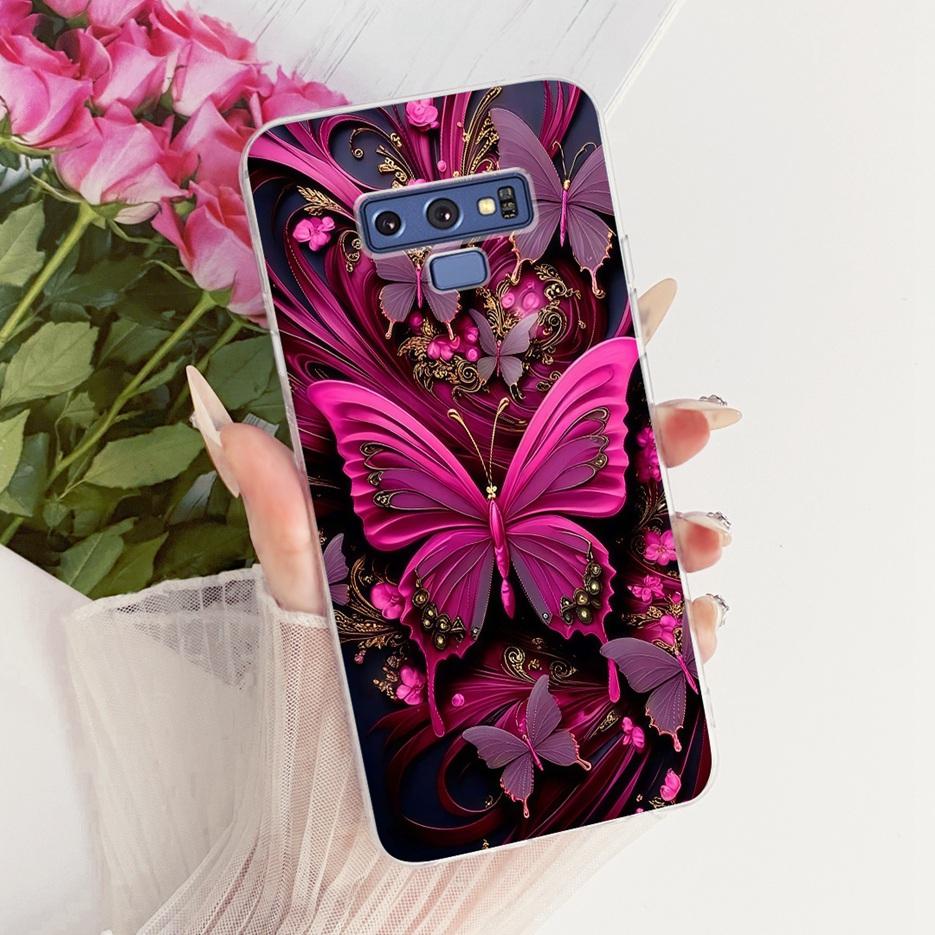 For Samsung Galaxy Note 9 Case SM-N960F Luxury Flower Butterfly Painted Cover Soft Slim Phone Case For Samsung Note 9 Note9 Bags