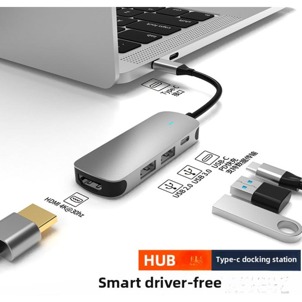 4 в 1 USB-концентратор типа C, док-станция с несколькими портами для ноутбука, ПК, MacBook, расширение возможностей подключения