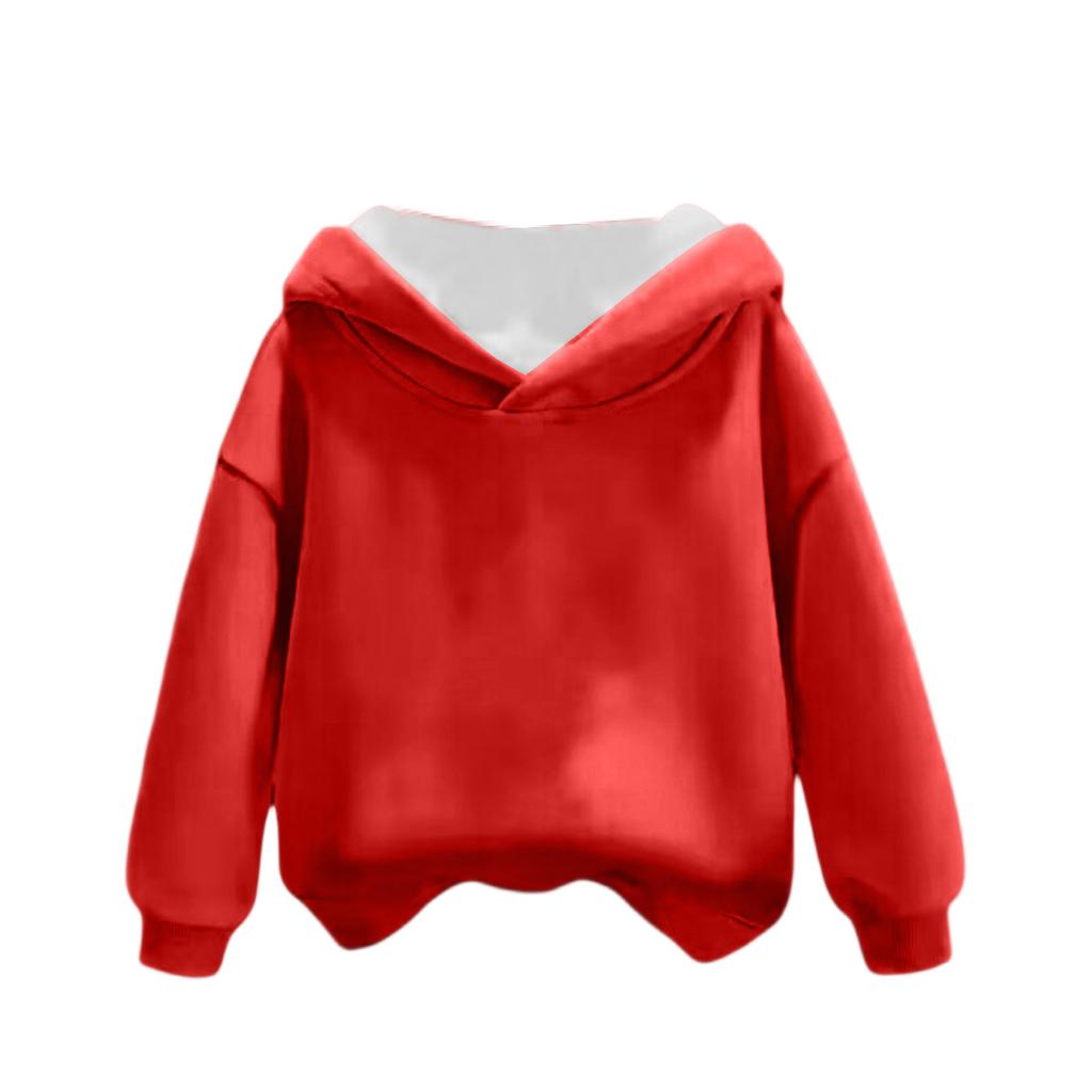Children's Boys And Girls Fashionable Solid Color Pullover Casual Round Neck Hooded Sweatshirt Plus Fleece Sweatshirt