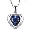 Синий Крупный Каратный Циркон Форма Сердца Розовый Кристалл Подвеска Вечное Сердце Ожерелье Ювелирные Аксессуары Женские