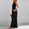 Women's Summer V-Neck Sleeveless Fashion Waist-slimming Sleeveless Jumpsuit