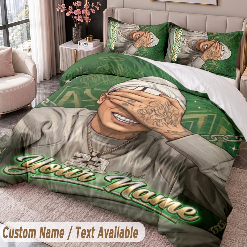 Custom Name Text 3Pcs Bedding Set Central Cee Duvet Cover And Two Pillowcases