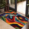 Abstract Multi Color Boho Area Rug Vibrant Geometric Polyester Carpet Mat for Living Room Decor Accent Flooring