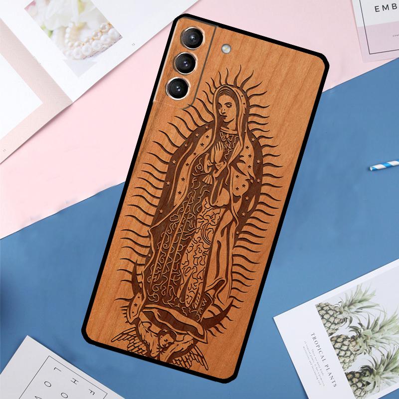 Деревянный чехол Будда Иисус Гваделупский для Samsung Galaxy S24 Ultra S21 S22 S23 S25 Ultra S9 S10 Plus S20 FE S25 FE Задняя крышка