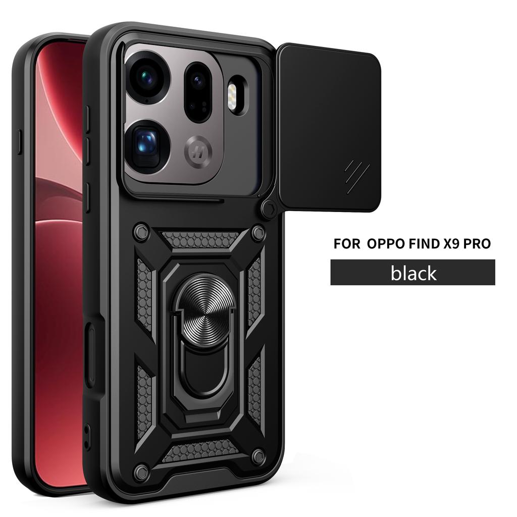 Чехол для OPPO Find x9 Чехол Oppo find X9 Pro oppo find x9p Магнитное кольцо-держатель Бронированный чехол для телефона Защитная задняя крышка со шторкой для камеры