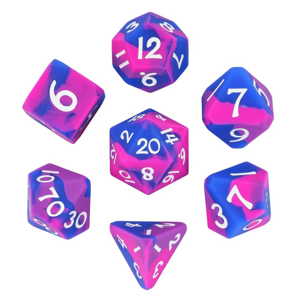Cusdie Силиконовые кубики DND 7 шт. D4 D6 D8 D10 D% D12 D20 Мягкий эластичный набор полиэдрических кубиков для настольных ролевых игр D&D