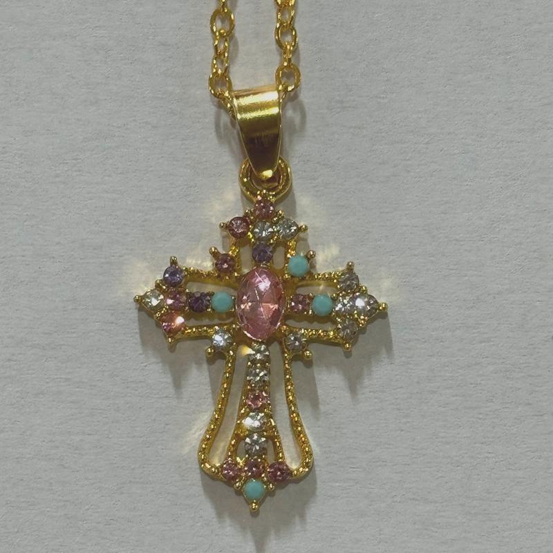 Y2K панк кристалл большой крест кулон ожерелья для женщин и мужчин готический нерегулярный крест-цепочка на ключицы Эстетические украшения