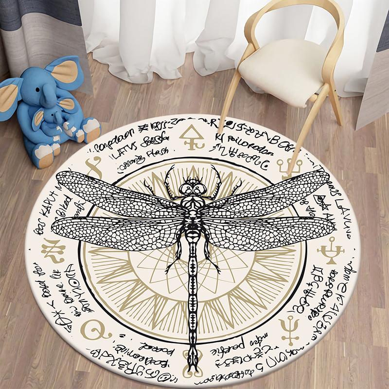 Круглый ковер для гостиной, коврик с загадочным принтом, винтажный детский напольный ковер для спальни, домашний декор, мягкий противоскользящий коврик
