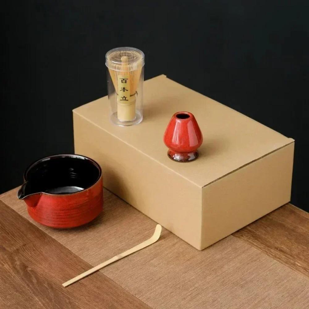 4/6 шт. Набор для чая матча ручной работы для дома, легко чистить, подставка для инструментов, миска, венчик, ложка, подарок, церемония, традиционные японские аксессуары
