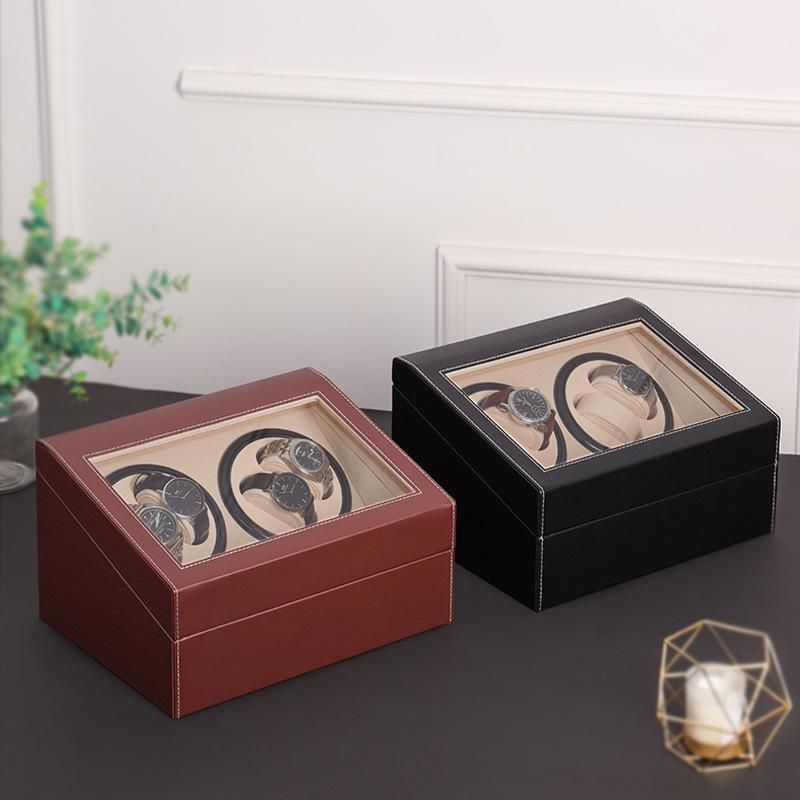 Dual-Head PU Leather Automatic Watch Winder Box