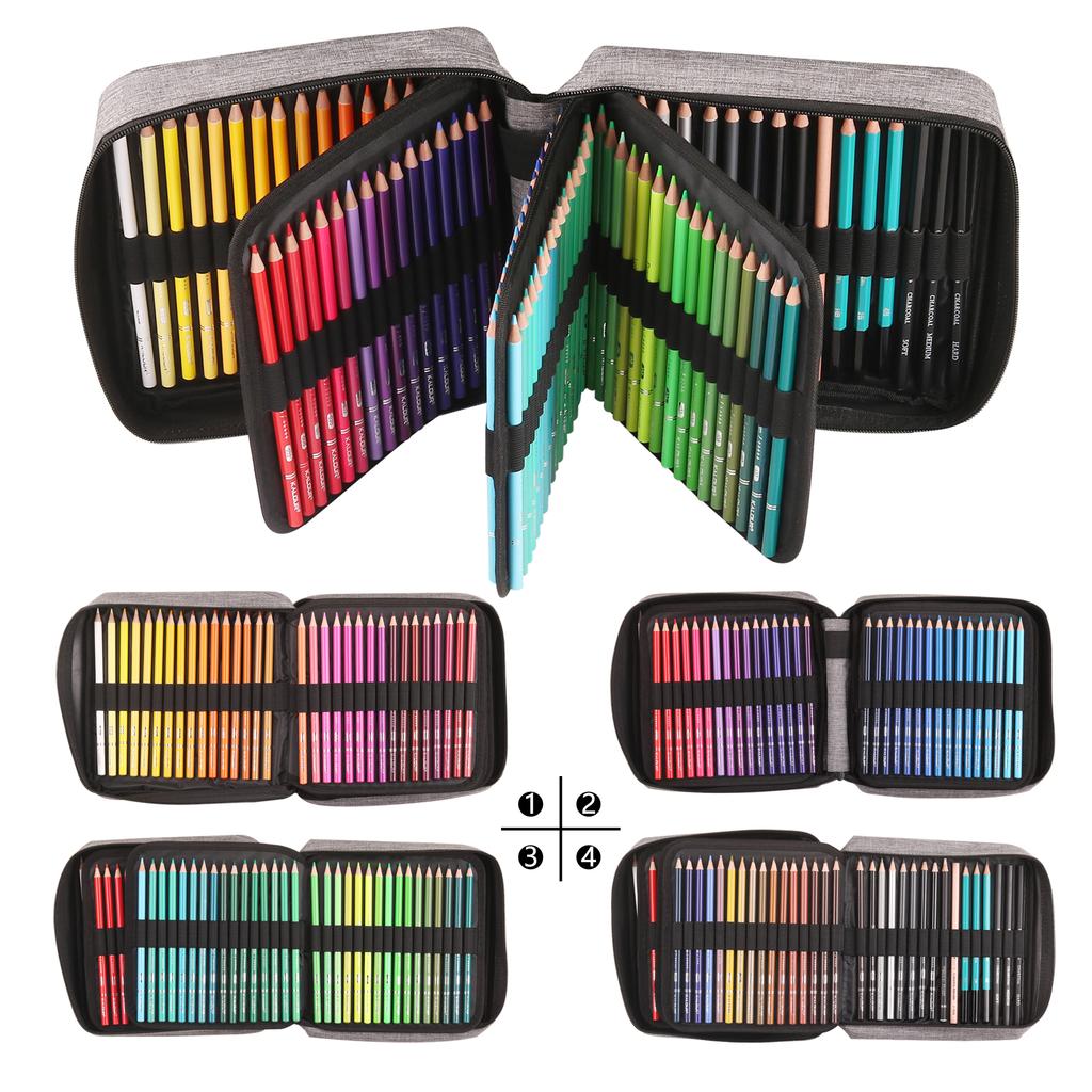 Hot Sale Vibrant Colors Oil-based Lead Oily Core 132pcs 120colors Colored Pencil Set in Zippered Nylon Case for Artist