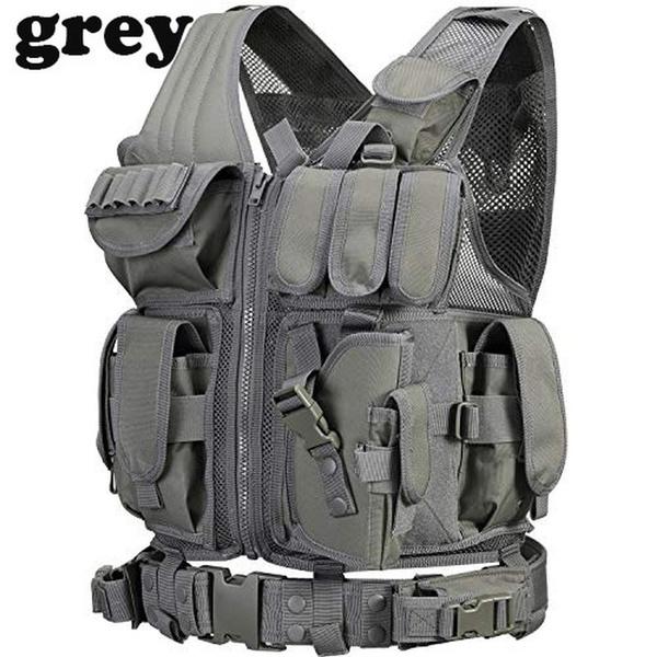 Men Military Tactical Vest Multi-pocket Detachable Army Combat Vest Adult/kid Hunting Jacket CS Airsoft Paintball Game Protective Gear