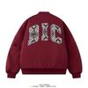 Unisex Oversized Thickened Cotton Padded Jacket With Floral Embroidery Casual Bomber Style Outerwear Winter
