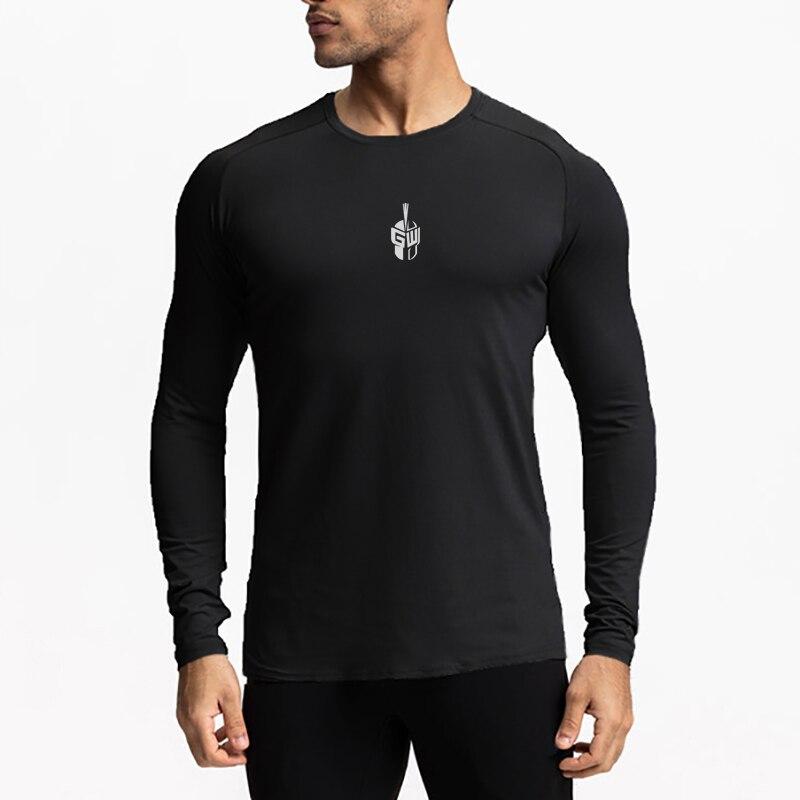 Muscleguys 2022 Autumn Men's Sports Training Tees Thin Casual Fitness Tops Long Sleeve