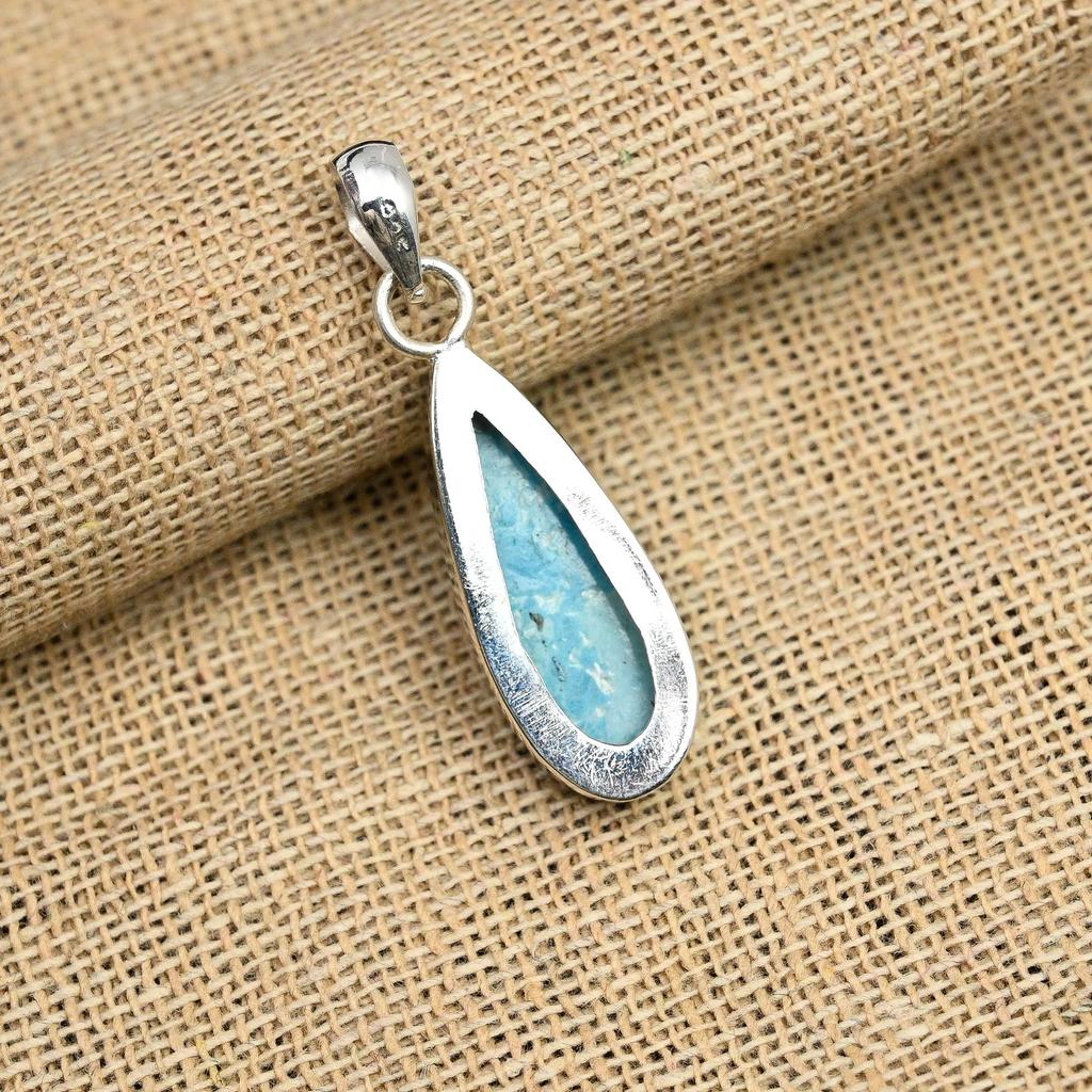 Великолепный ювелирный кулон ручной работы из стерлингового серебра 925 пробы с драгоценным камнем Ларимар для нее