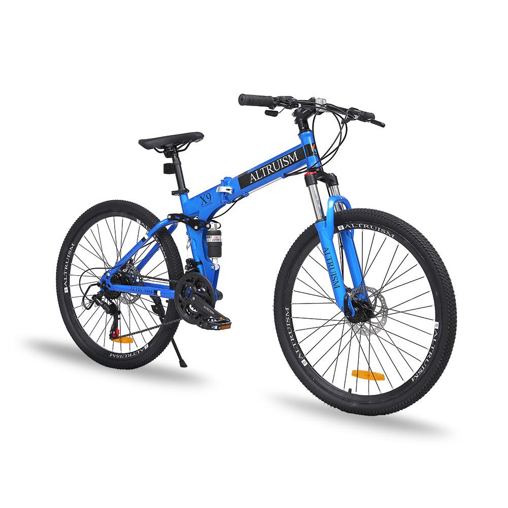 X9 21-Speed Professional Full Suspension Mountain Bike– 26” MTB with Dual Disc Brakes HeavyDuty Steel Frame for Ultimate Control