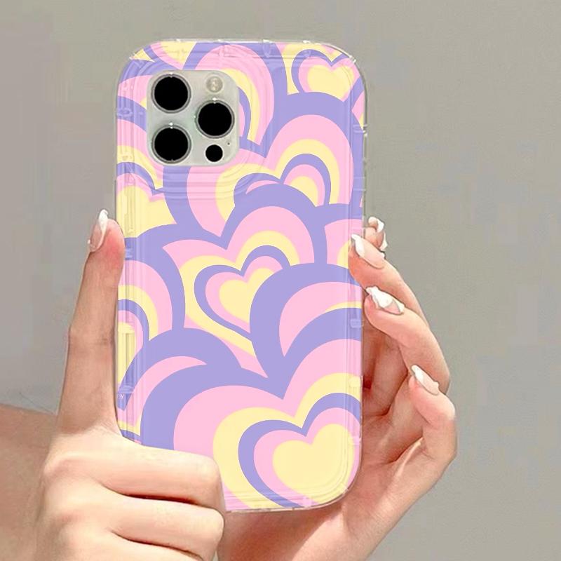 Love Heart Phone Case For iPhone 13 Case iPhone 14 15 Pro Max 11 12 16 XR XS X 7 8 Plus SE Cute Flower Shockproof Bumper Cover