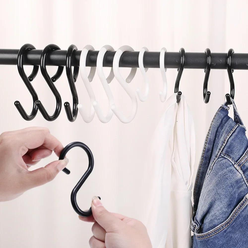 Multi-Purpose S-Shaped Hooks - Flexible Head & Neck, Easy Twist Design, Durable Plastic Wall-Mounted Hooks for Kitchen