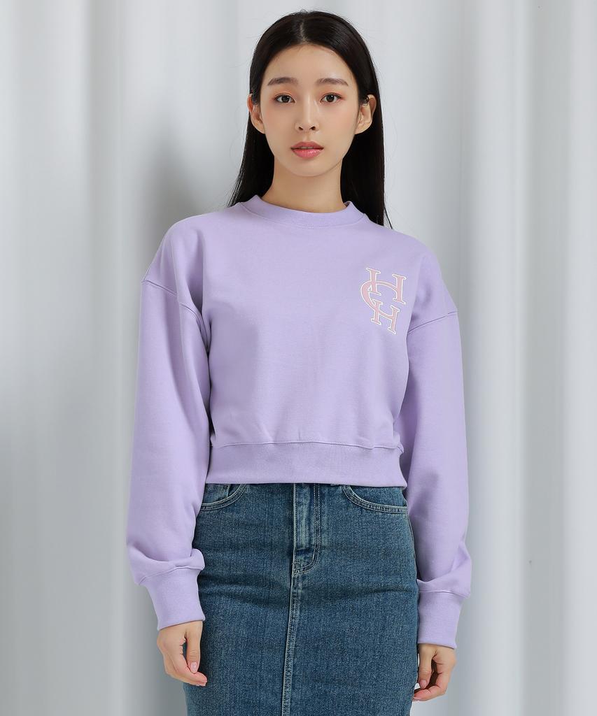 HARDCORE HAPPINESS Logo Crop Sweatshirt Light Purple