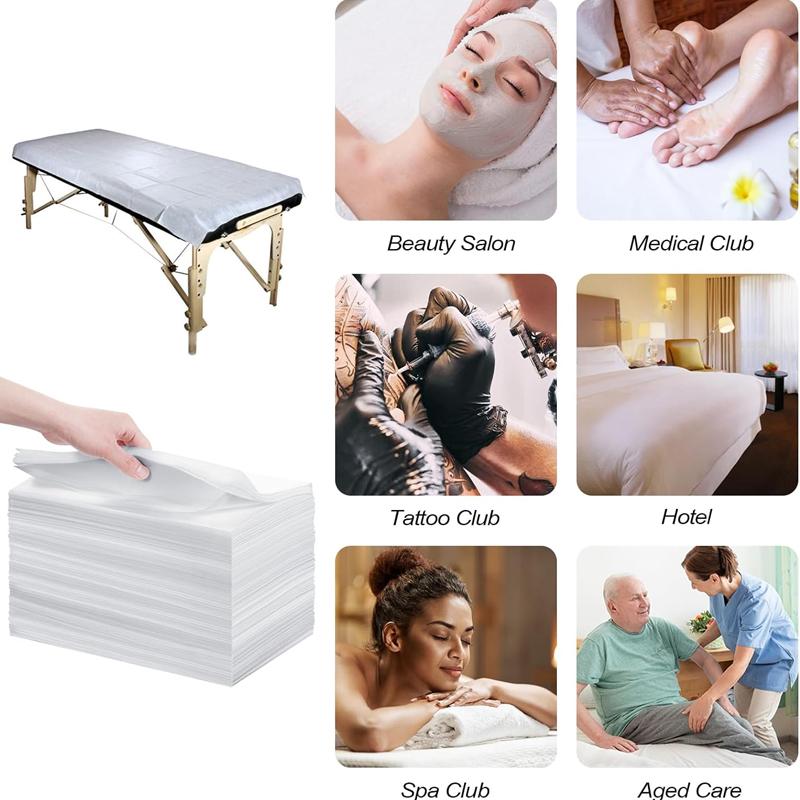 100Pcs Salon Massage Bed Sheets Bed Cover White Spa Sheets Disposable Sheets Non Woven Fabric