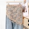 Sheer Mesh Hip Scarf Floral Print Waist Belt Scarf Versatile Boho Bandana  For Women
