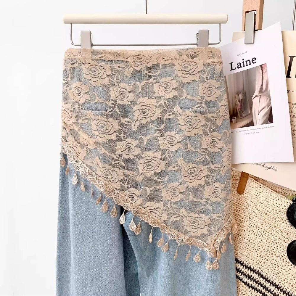 Sheer Mesh Hip Scarf Floral Print Waist Belt Scarf Versatile Boho Bandana For Women
