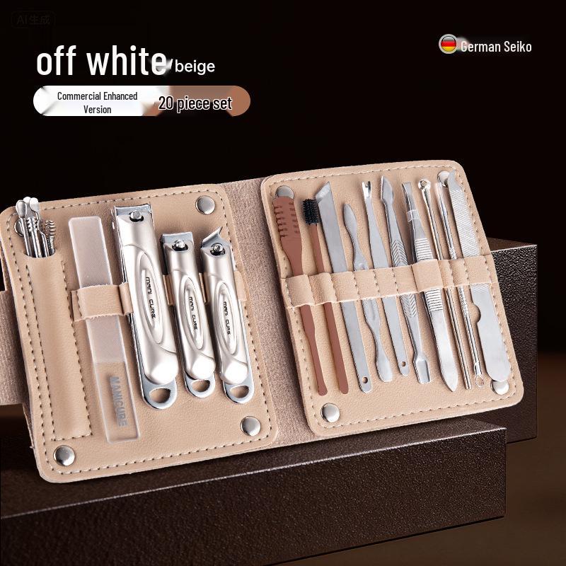 Portable Stainless Steel Manicure Set: Angled Nail Clippers, Pliers, Scissors