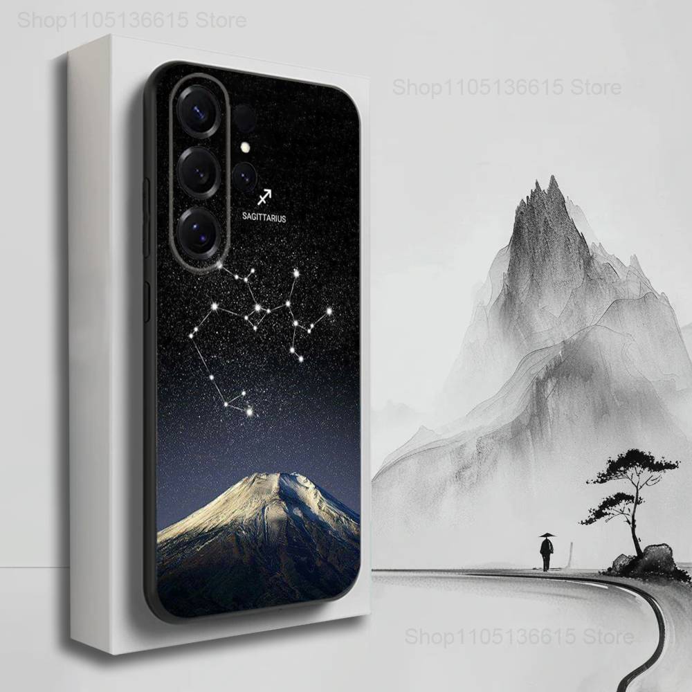 Чехол для телефона с рисунком созвездий 'Двенадцать' Для Samsung S22, S21, S20, S10, S9, S25, S24, S23, Ultra, FE, Plus, Lite, Мягкий силикон, Черный
