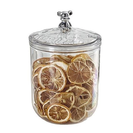 900/1400ML Clear Sealed Jar with Bear Handle Airtight Lid Large Capacity Multi-functional Dry Goods Nuts Grain Cereal Seasoning Tea Leaf Container