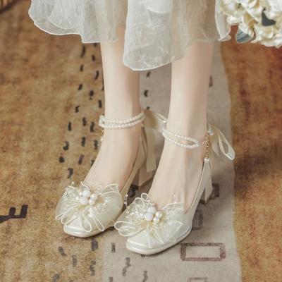 Модная женская обувь на высоком каблуке Элегантные трендовые красные туфли на толстой подошве Женские туфли в стиле ретро с мелким вырезом Банкетные туфли для вечеринки или свадьбы Zapatos Mujer