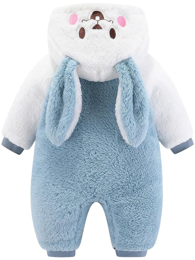 Теплый флис для новорожденных, открытый для детского душа, сохраняющий тепло в холоде, B 66 [Panegy] Одежда, комбинезоны, комбинезоны, комбинезоны, с подкладкой, с капюшоном, спереди,