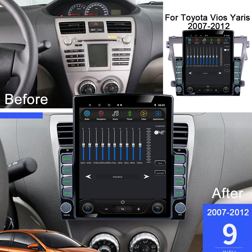 9.7" Vertical Style Tesla Screen Android Car Radio For Toyota Yaris 2008-2011 Multimedia Player Carplay GPS Navigation 2din