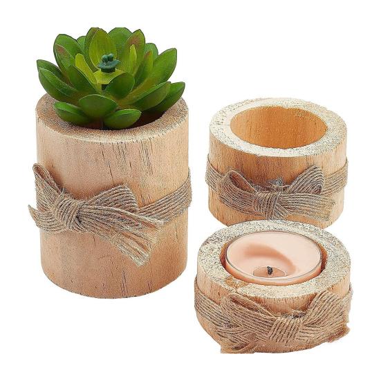 3 шт. Деревянный подсвечник-пеньок, подсвечник для чайной свечи, подставка для свечи-вотива, деревенский, для гостиной, ванной комнаты, украшение, центральный элемент стола, орнамент