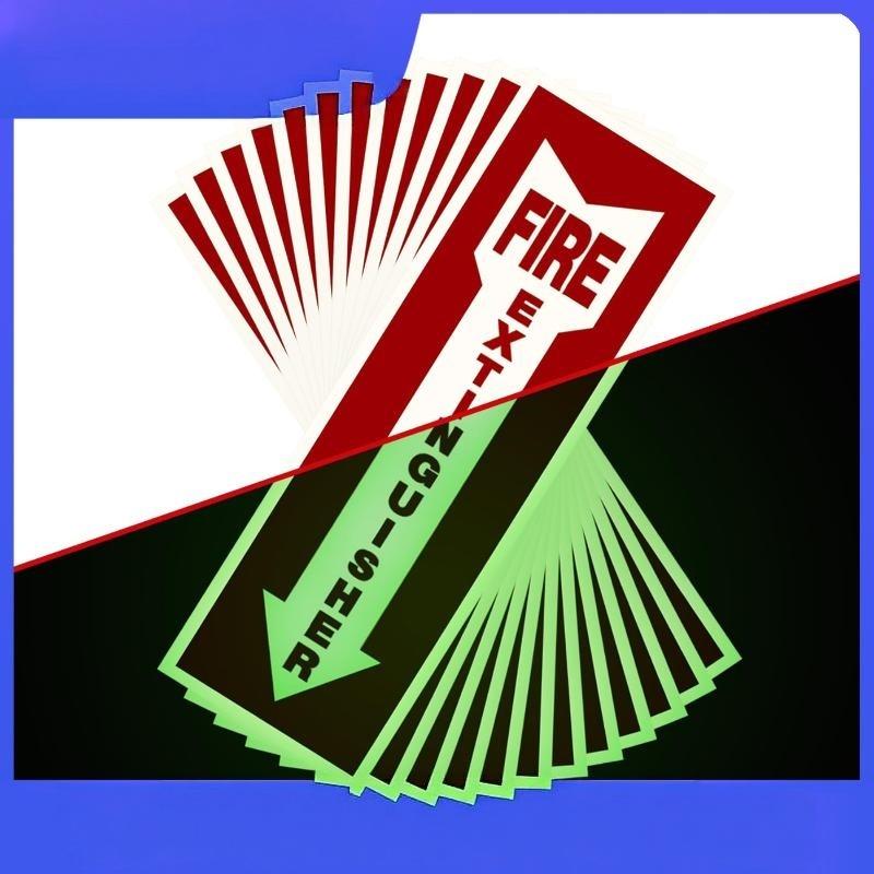 Glow In The Dark Fire Extinguisher Sign Sticker Waterproof Scratch Resistant for Office Public Safety Areas