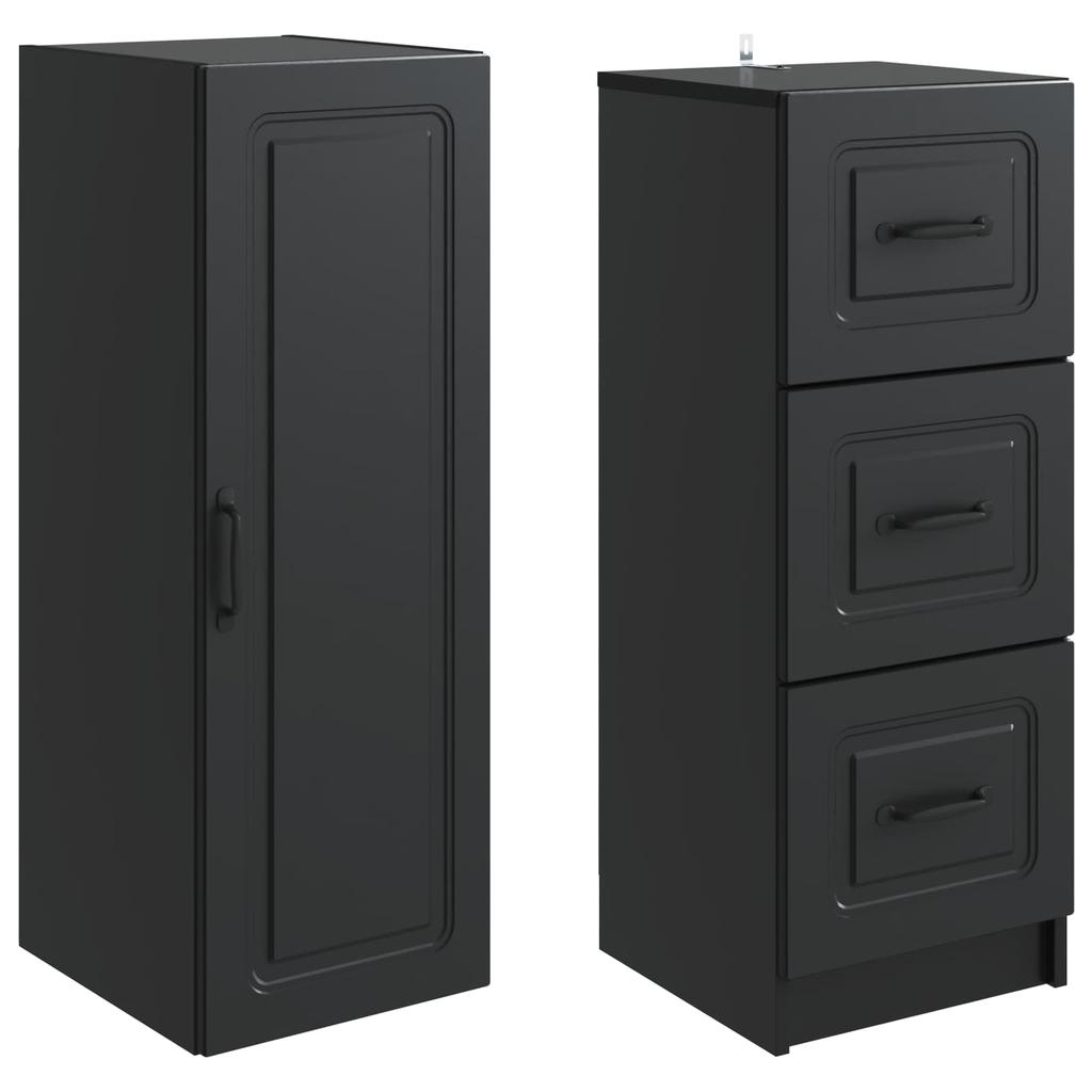 2 Piece Cabinet Set Black 33 x 34.5 x 87 cm Particleboard